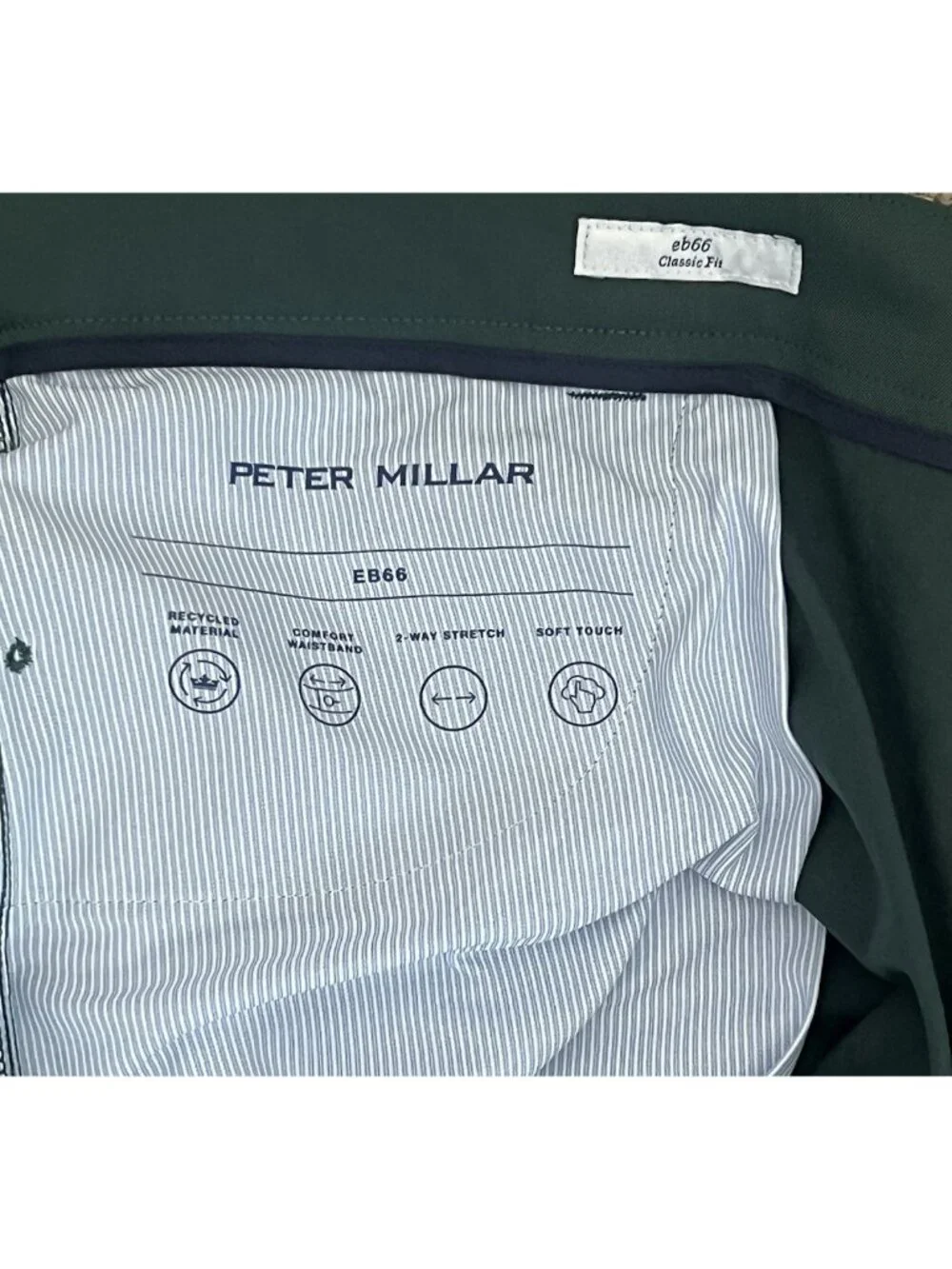 Peter Millar Crown Sport EB66 Performance 5 Pocket Green Men's 44 x 34 NWT